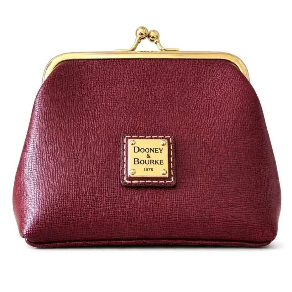 Rare Dooney & Bourke Cranberry Saffiano Large Framed Coin Purse NWT - Picture 2 of 16
